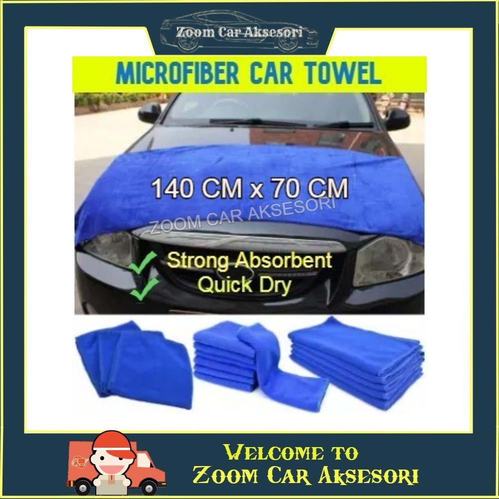 Car Wash Towel Microfiber Cloth Quick Drying Cleaning Car Detailing Soft Cloth Duster Tua Kain Lap Cucikereta 140cmx70cm Shopee Singapore