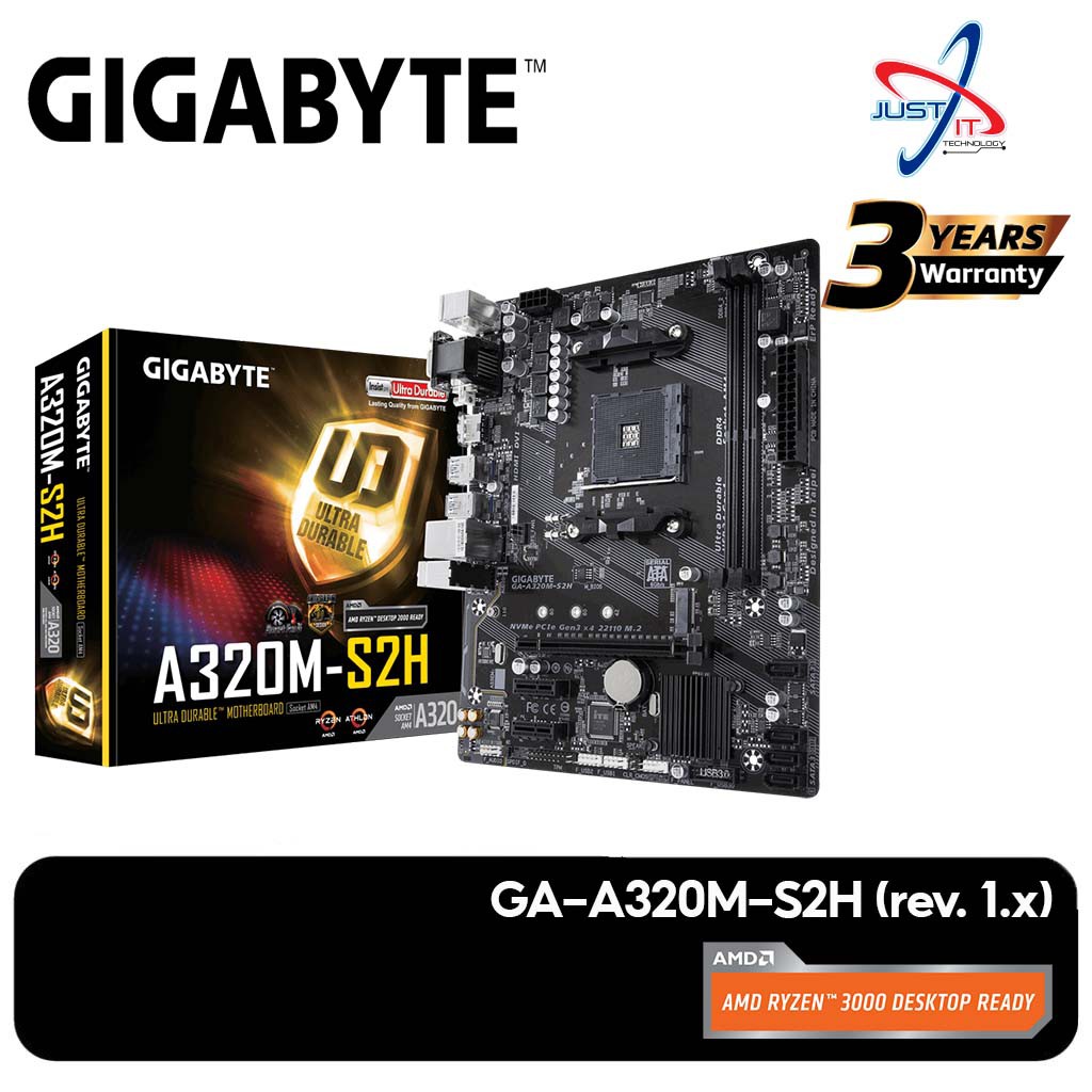 Gigabyte A320M S2H AM4 Motherboard Combo Deal AMD Ryzen 3 3200G / Ryzen 5 5600G / Ryzen 5 3600 / Ryzen 5 4500