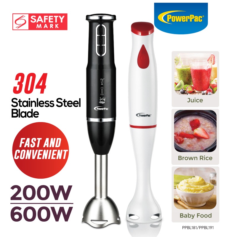 PowerPac Hand Blender with Stainless Steel Blade Whisker Food Machine