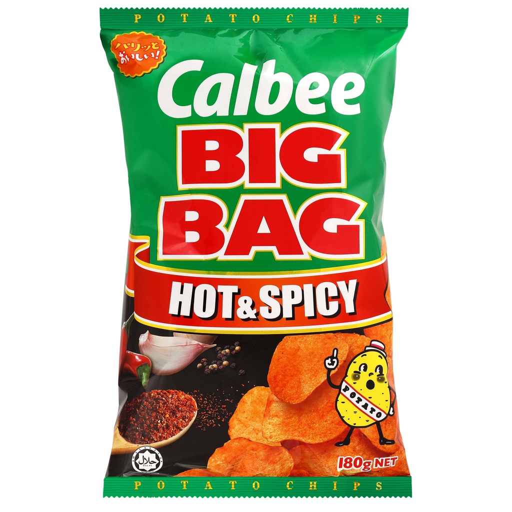 Calbee Big Bag Potato Chips Hot & Spicy, 180g [Japanese] (Halal) Shopee Singapore