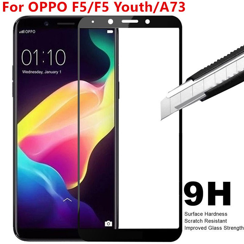 For Oppo F5 Youth Cph1725 A73 Full Cover Screen Protector 9h Tempered Glass Film Shopee Singapore