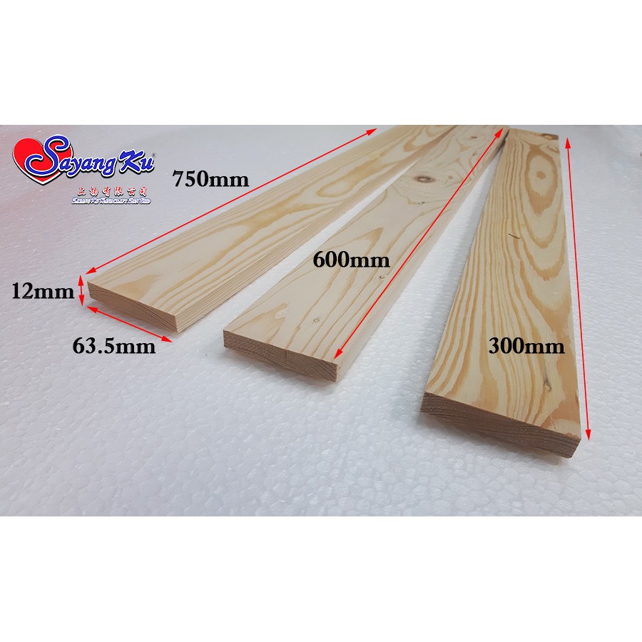 Shop Malaysia Hot 12mm X 63 5mm 300 600 750mm Pine Wood Wooden Panel Wooden Board Wooden Strip Decoration 1 Pcs Shopee Singapore