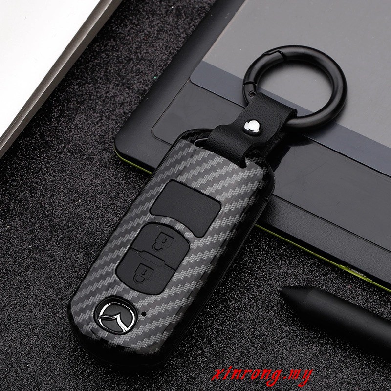 Glossy Carbon Fiber Abs Car Remote Key Case Fob Cover For Mazda Atenza Axela Cx Cx Cx