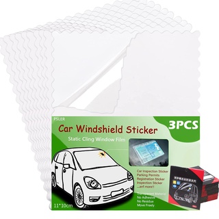 3pcs Car Electrostatic Sticker Transparent Car Static Cling Windshield Stickers Electrostatic Sticker Dashcam Car Inspection Sticker for Cars Static Cling for Pass Holder