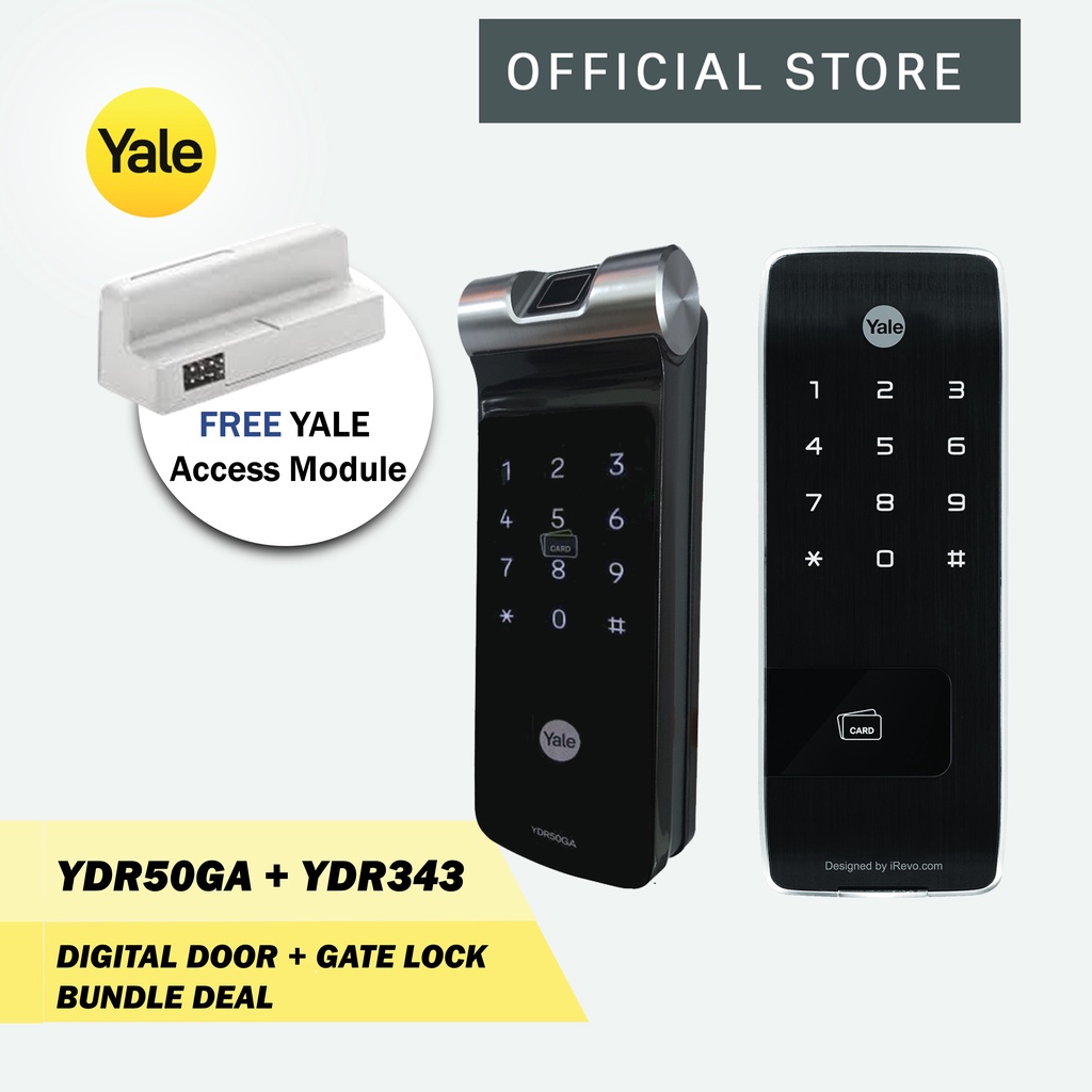 Yale YDR50GA Gate + YDR343 Door Digital Lock Bundle (FREE Yale Access
