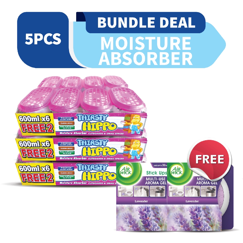 Thirsty Hippo Dehumidifier Moisture Absorber 600ml Buy 6 +2 x 3 & Air