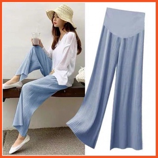 Image of Elastic Maternity Pants for Pregnant Women Casual Loose Belly Maternity Summer Wide Leg