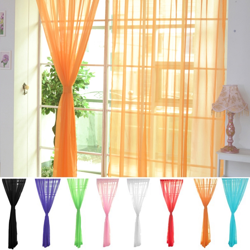 New Door Tulle Window Curtain Scarf Room Decoration Colorful Panel
