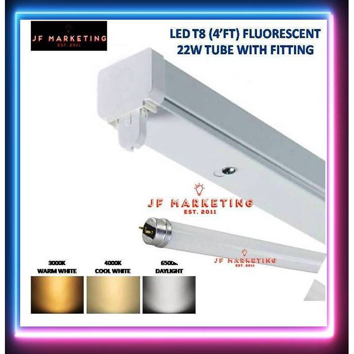 Shop Malaysia Led 22w T8 Tube 4ft Fluorescent Tube With Slim Fitting Housing Set Lampu Kalimantang New Design More Lasting Shopee Singapore