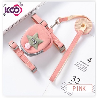【KS】Dog Leash Harness with Backpack Pet Cat Walking Leash Blue/Pink/Grey/Yellow #3