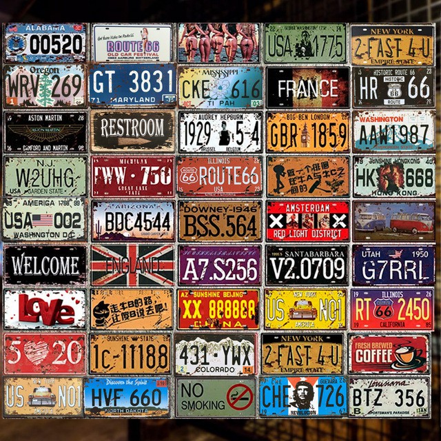 Shop Malaysia Ready Stock 15x30cm No 021 040 Design Metal Sign Car Number Plates Vintage Art Tin Plate Wall Deco For Home Cafe Bar Shopee Singapore