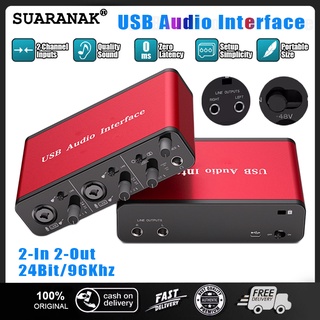 USB Audio Interface 2 in-2 out 24Bit/96Khz Ultra-Low Latency Plug And Play Mixer External Microphone Recording Studio Live Sound Cards for Recording Podcasting Live Streaming