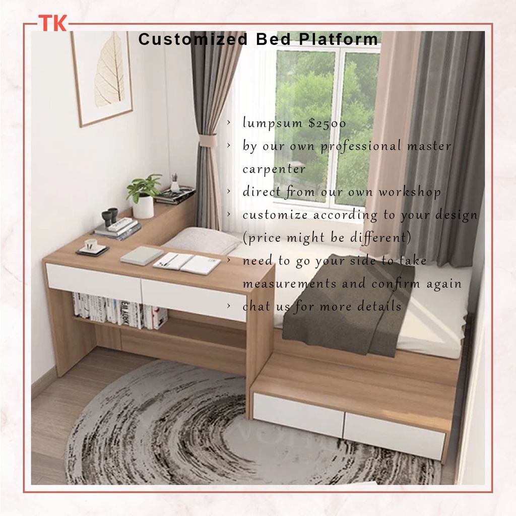 Customizable Carpentry Bed Platform Desk Bed Frame Wardrobes