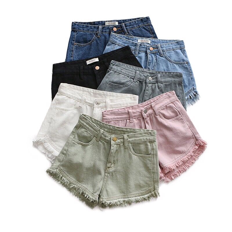 color denim shorts