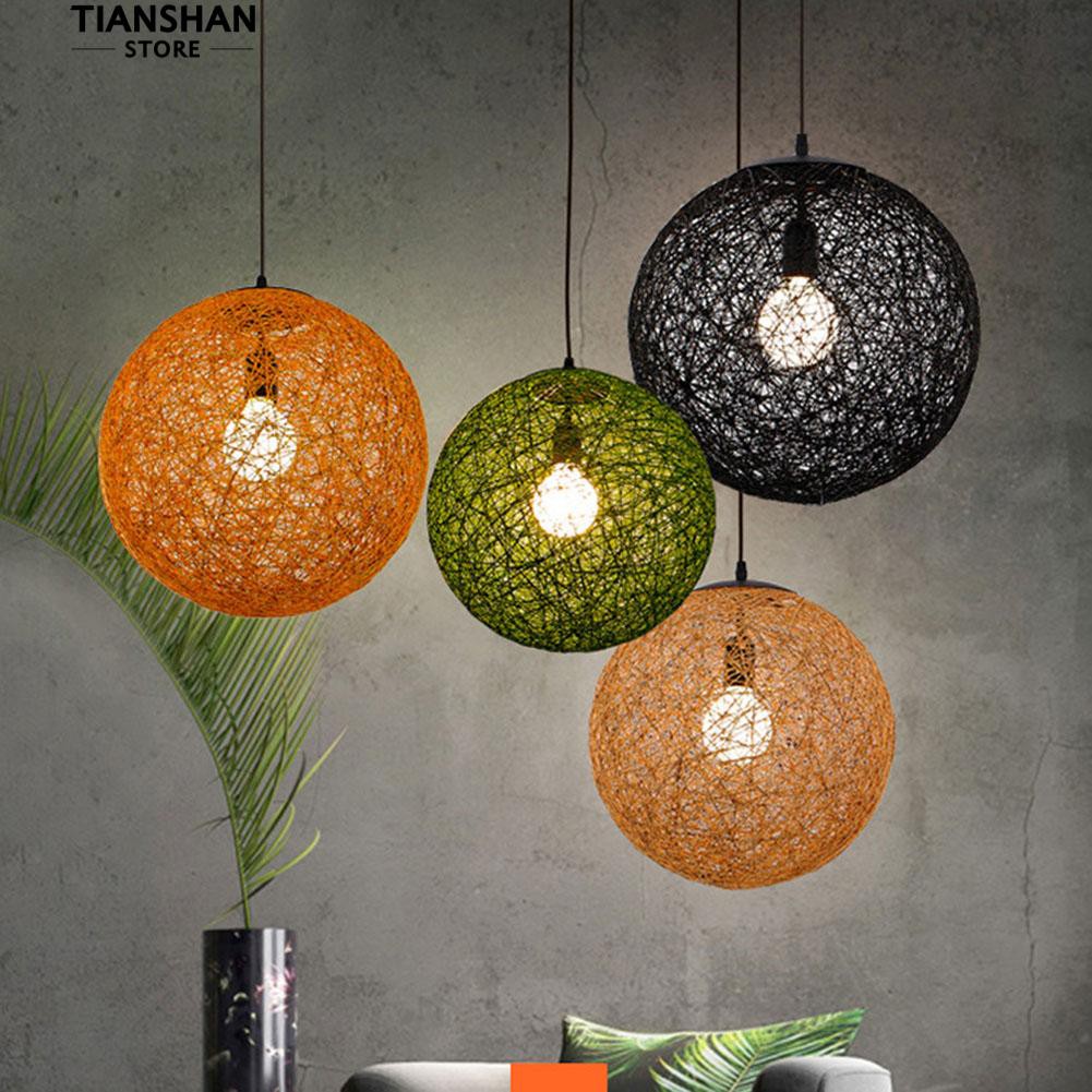 Tianshanstore Hemp Ceiling Light Globe Pendant Lampshade Cover Handwork Diy Kit Home Decor