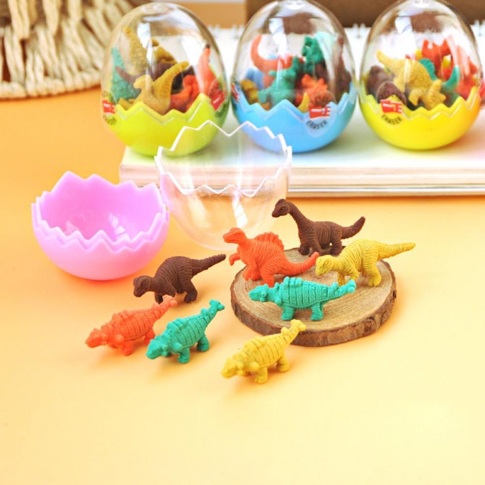 7Pcs//1Egg Mini Kids Office Stationery Gifts Dinosaurs Rubber Pencil Eraser