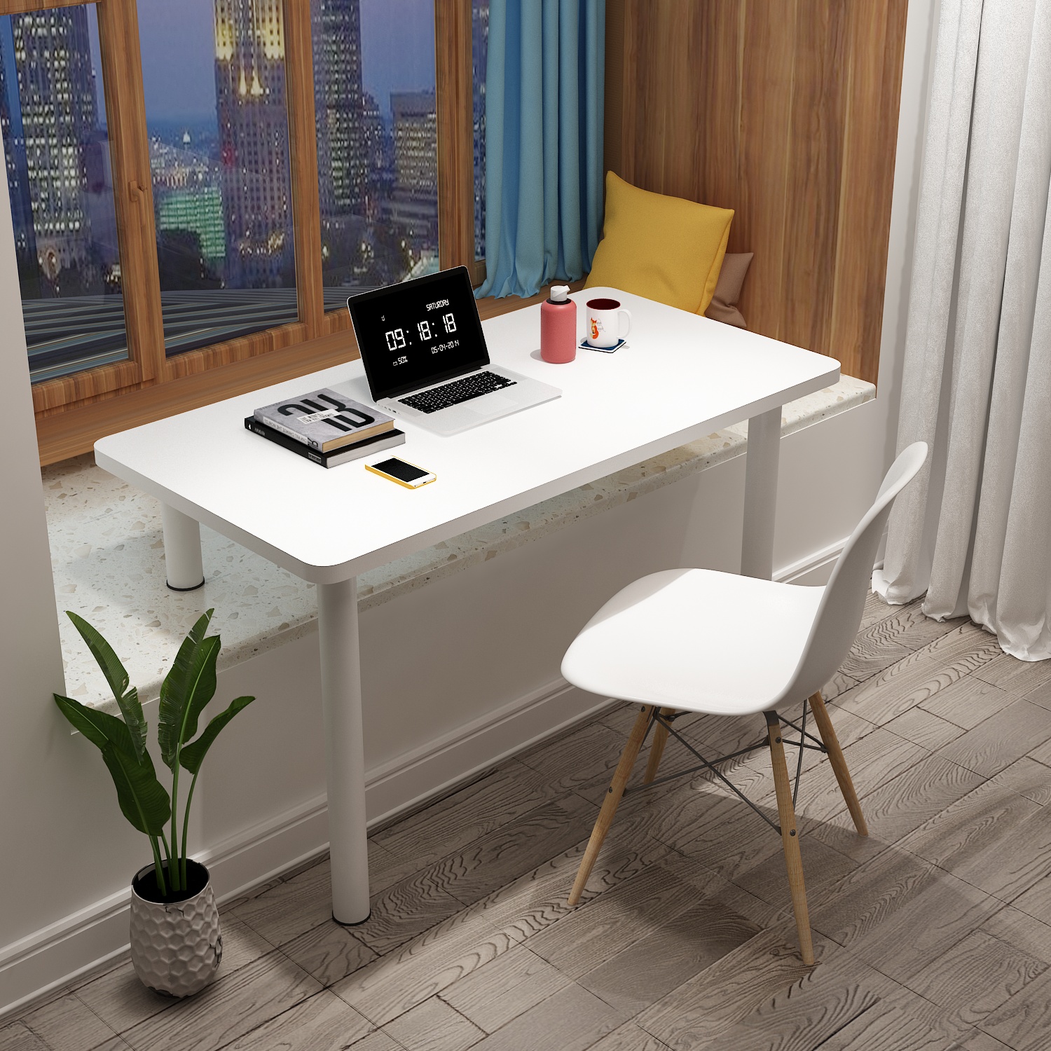 Bay window table computer desk long short leg desk student writing ...