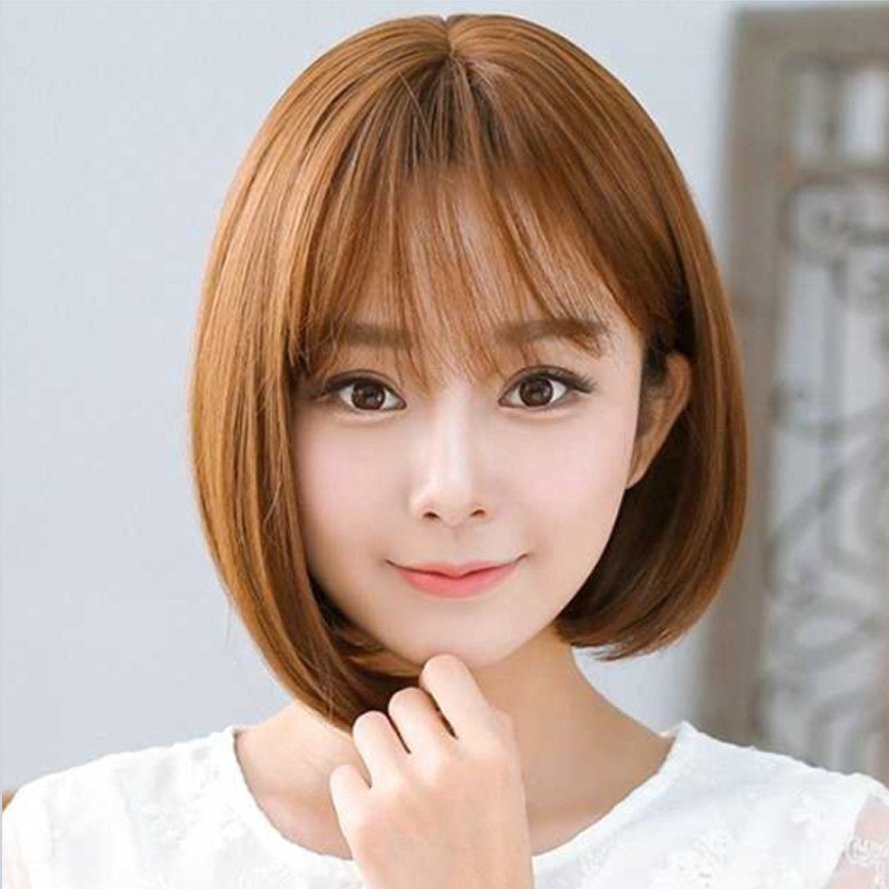 New Lady Real Person Wig Simulation Short Straight Hair Fake Wig