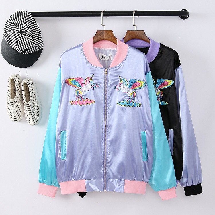 Unicorn embroidery bomber jacket | Shopee Singapore