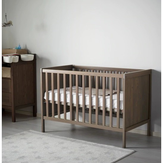 grey wood cot