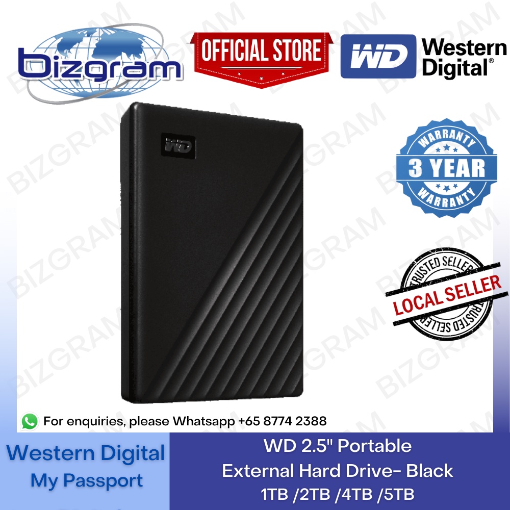 Western Digital WD My Passport Portable External Hard Drive Black 1TB