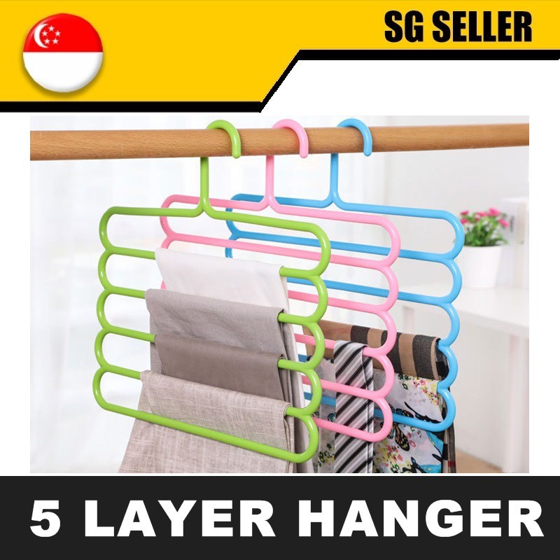 5 LAYER MULTI PURPOSE HANGER FOR SHORTS / TOPS / TIE Shopee Singapore