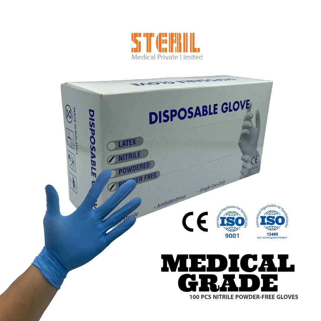 Steril Medical Nitrile PowderFree Gloves 100pcs/Box Shopee Singapore