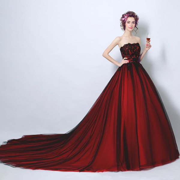 red and black gown design