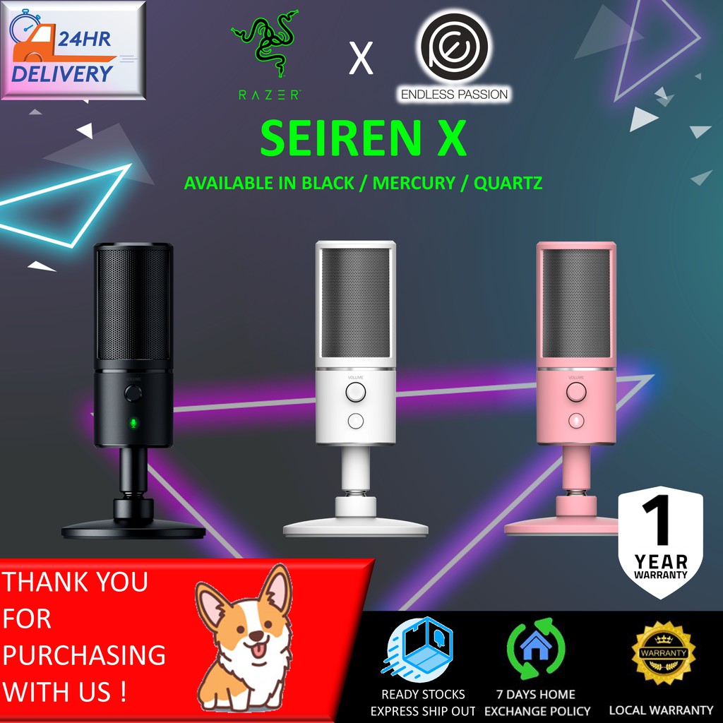 Razer Seiren X Professional Grade Hd Studio Sound Usb Digital Condenser Mic Shopee Singapore