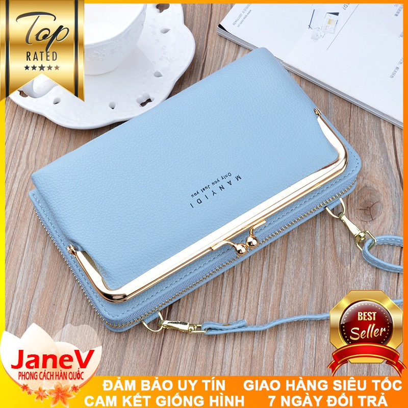 Ví cầm tay nữ dài đeo chéo cao cấp sang trọng phong cách Hàn Quốc