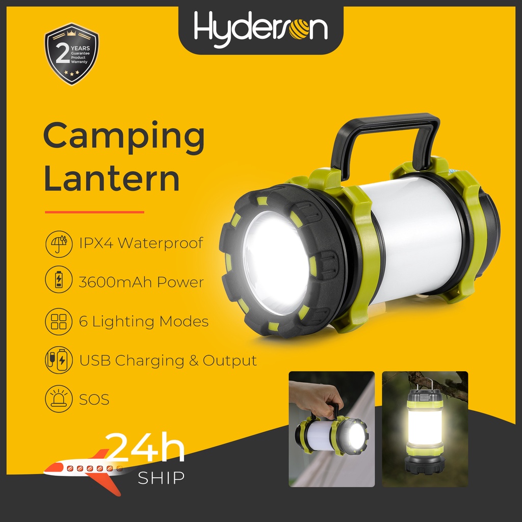 Emergency and More Fishing LED Rechargeable Camping Lantern Power Cuts 6 Modes Outdoor Searchlight with Power Bank Water Resistant Work Light for Hiking Waterproof LED Torch with Sidelight 