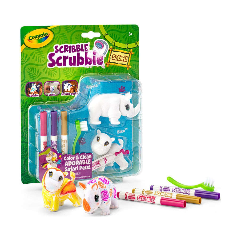 Crayola® Scribble Scrubbie Safari Animals Rhino Ayana & Hippo Biko