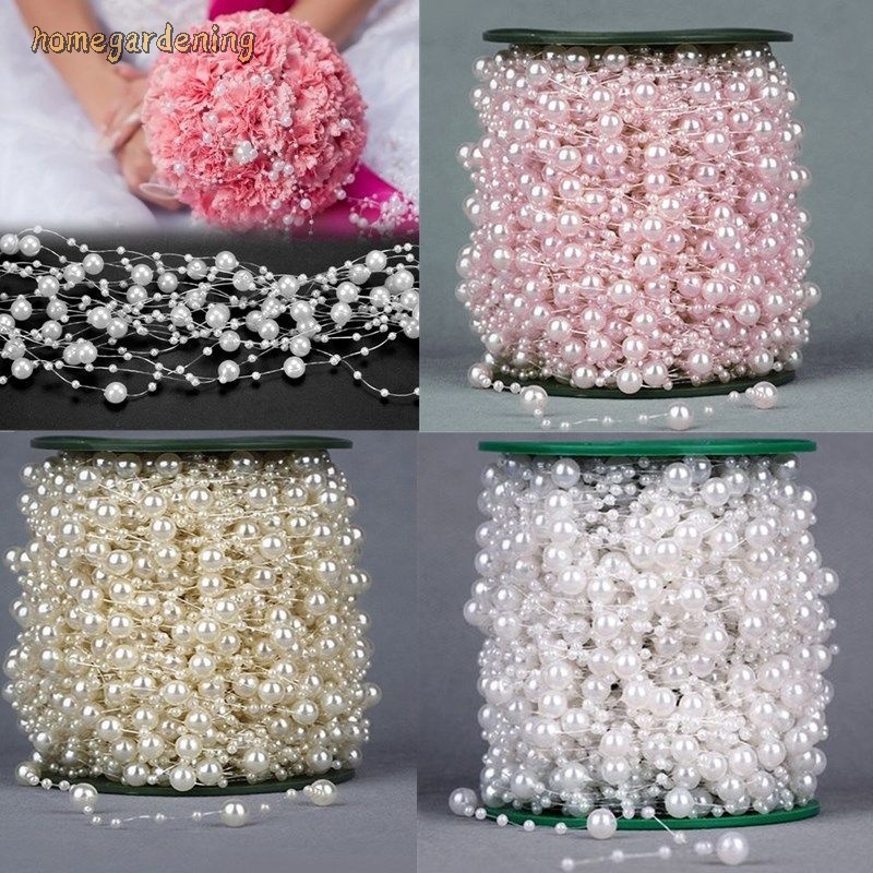 5M Crystal Acrylic Beads 10MM Garland DIY Wedding Cake Bouquet Decoration String 