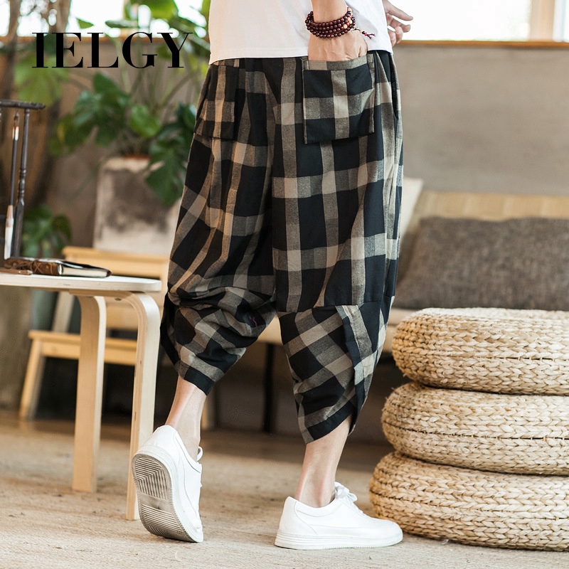 men's plaid cropped pants