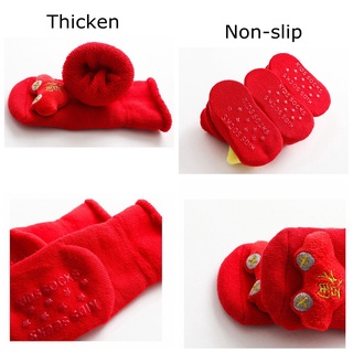 0-3Yrs CNY Red Socks Baby Girl Boy Warm Footwear New Years Soft Cotton Non-Slip Kids Socks #8