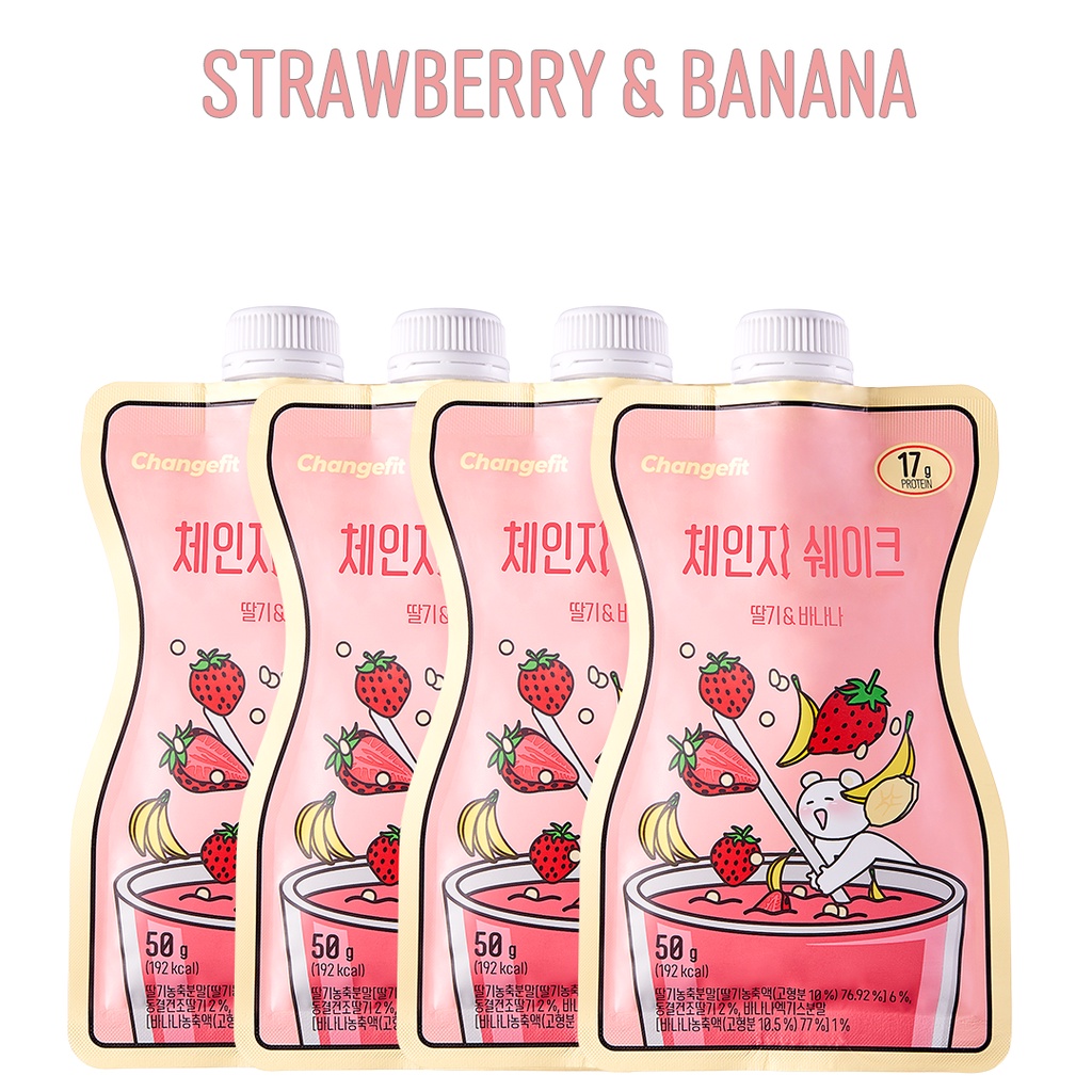[Changefit] shake 4 packs bundle strawberry&banana 50g high protein