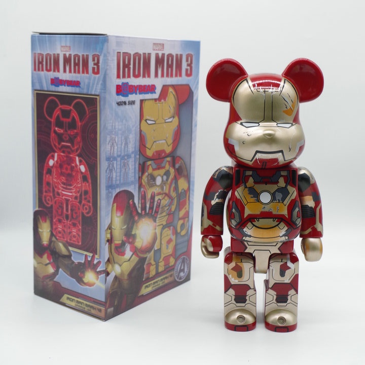BE@RBRICK Marvel Iron Man Mark XLII 42 Damage version Bearbrick Figure 400% 28CM 