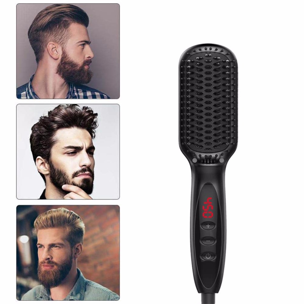 Men S R Comb Iron Straight Hair Styling Tool With Lcd Beard Comb