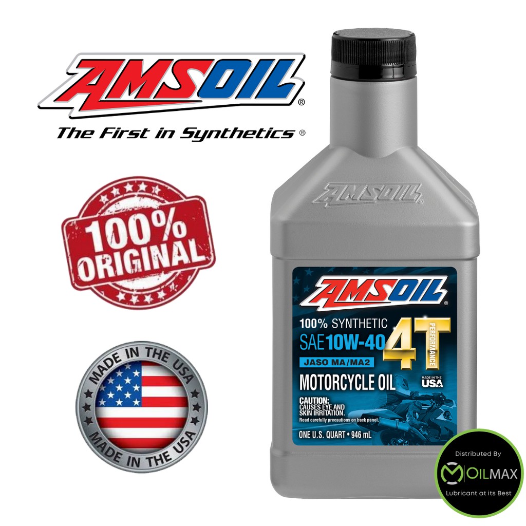Amsoil 100% Synthetic 4T Performance Motorcycle Oil 10w40 (1 Quart) 946ml | Shopee Singapore
