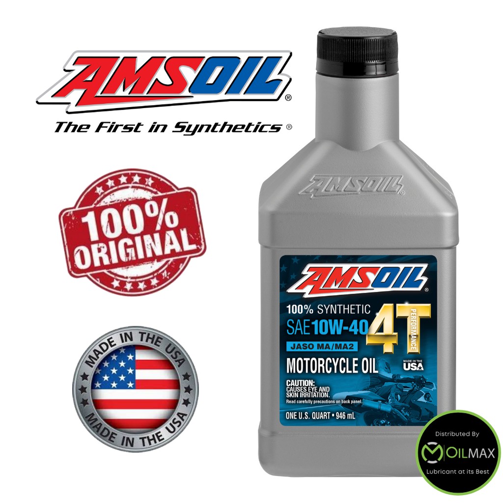 Amsoil 100% Synthetic 4T Performance Motorcycle Oil 10w40 (1 Quart ...