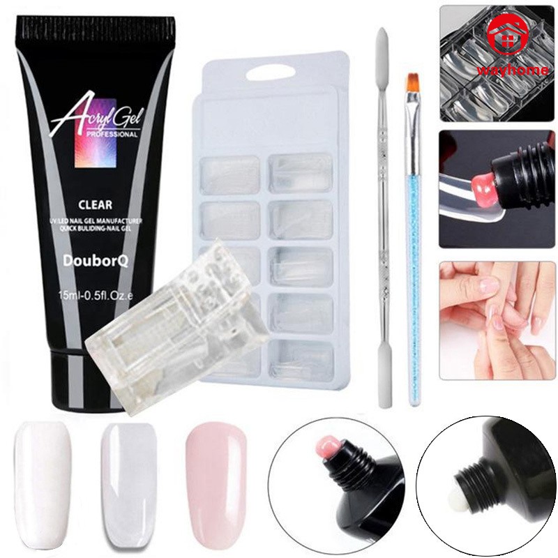 Wayhome 5pcs Set Gel Kit Uv Acryl Builder Gel Fast Dry Nail Art Tools Shopee Singapore