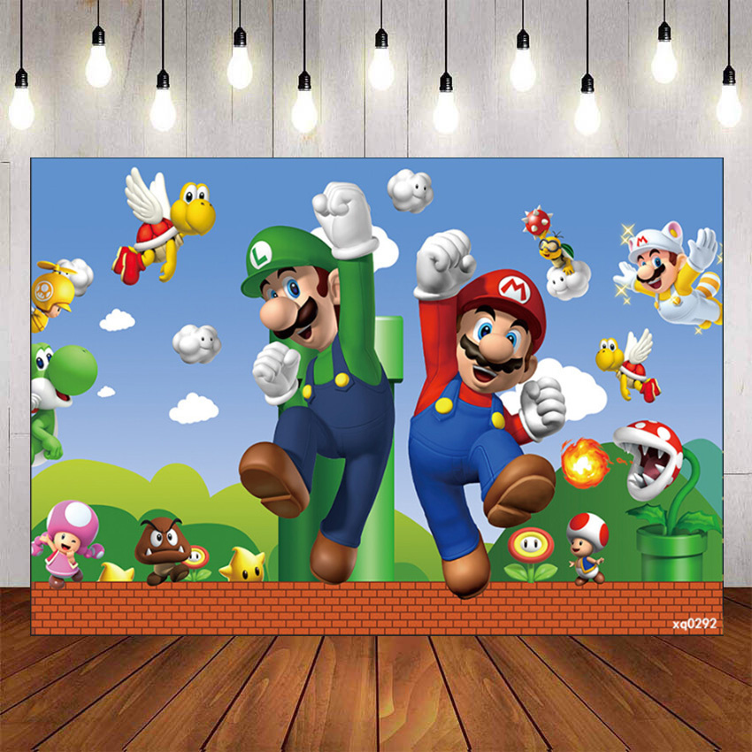 Super Mario Backdrop For Photography Baby Shower Kids Game Background ...