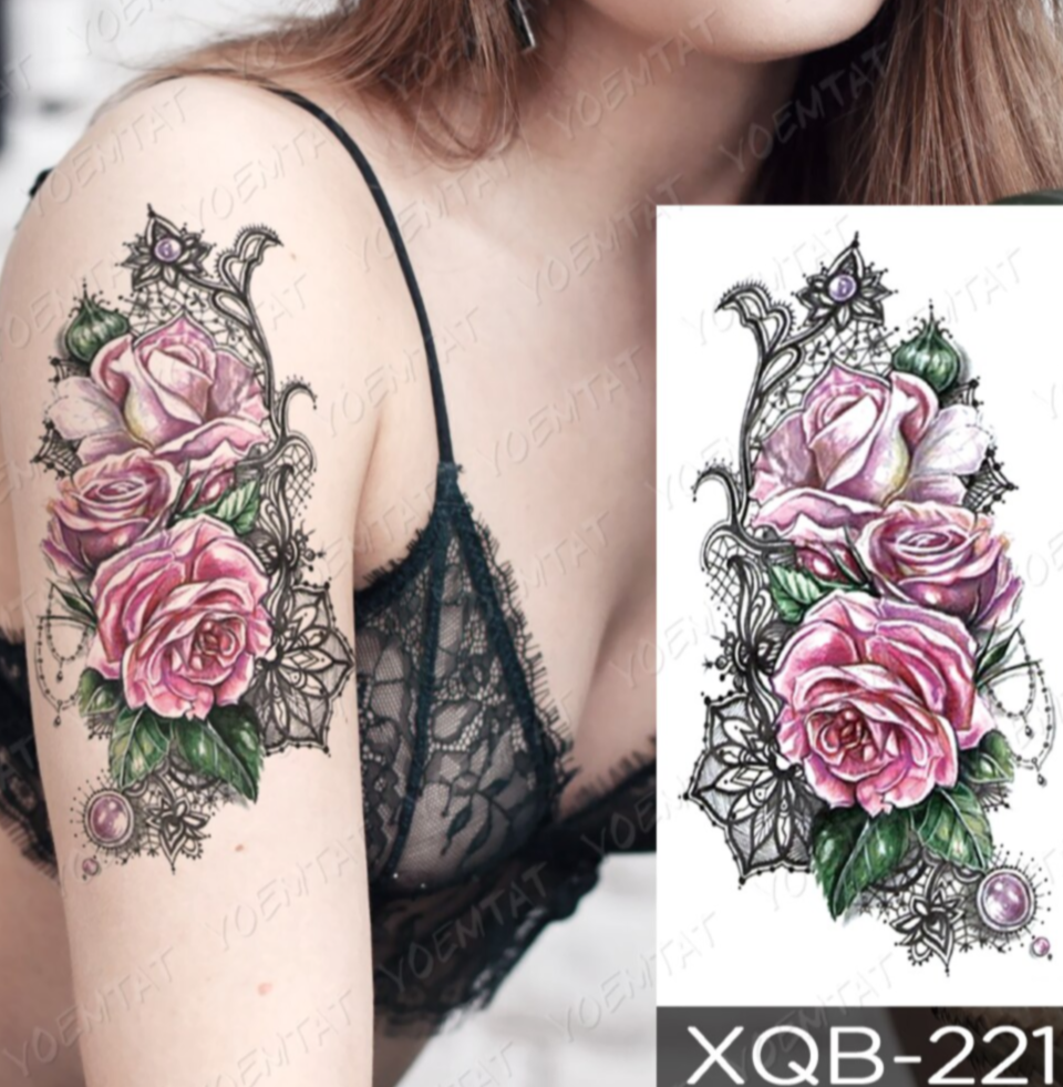 Image of Nightclubs, bars, young people Gift to friend Trendy personality Popular Singapore  Hot in Europe and America Waterproof Temporary Tattoo Sticker I Love You Flash Tattoos Lip Print Butterfly Flowers Body Art Arm Fake Sleeve Tatoo Women #8