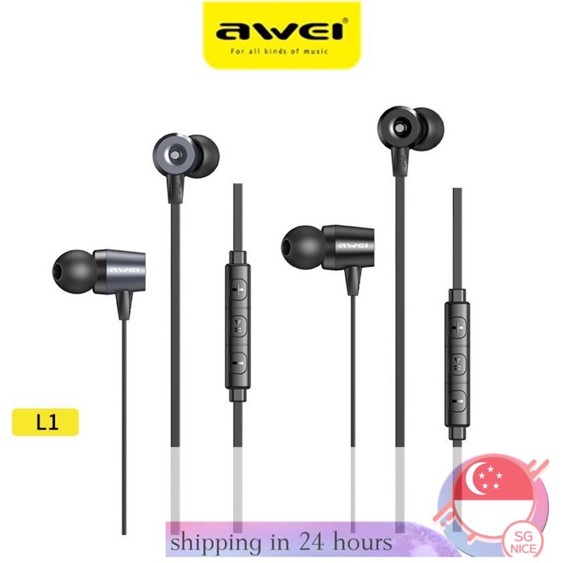 Awei Pc2 L1 Es 10ty Z1 Es970i Wired Earphone With Mic And Easy Control Super Bass Hifi Sound Shopee Singapore