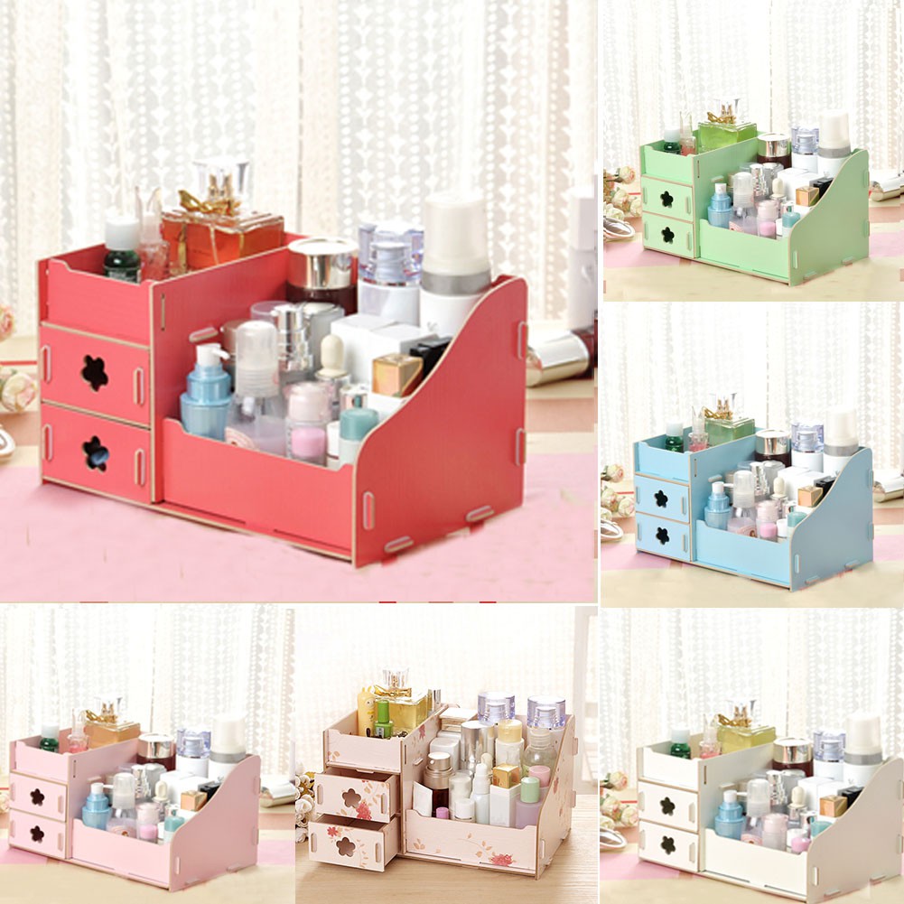 Mini Makeup Storage Box Drawer Cosmetic 3 Drawers Jewelry Lipstick