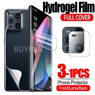 3-in-1 Front Hydrogel Film + Back Hydrogel Film + Camera Lens Protective Film Screen Protector For Oppo Find X3 Neo Findx X 3 Pro Lite 