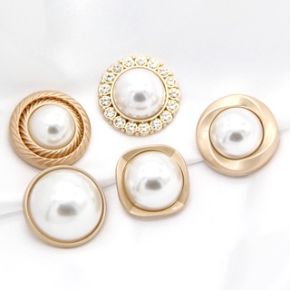 Image of thu nhỏ 6Pcs/set 15/18/20/23/25mm Vintage Women Coat Gold Metal Pearl Buttons For Clothing Retro Suit Blazer Luxury Handmade Sewing Button #4