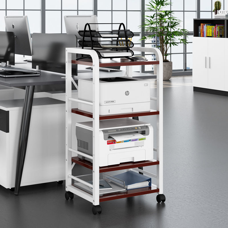 [Adjustable spacing] Printer storage rack floor movable office storage