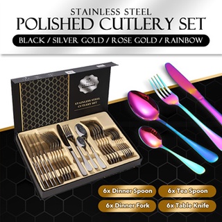 ✅Local Ready Stocks✅ Stainless Steel 24 pcs Utensils Set Cutlery Gift Set Gift Idea Vday Gift Present