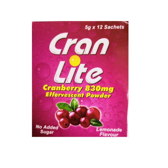 Cran LIte Cranberry 830mg Effervescent Powder 5g 30s Urine Cleanser For Urinary Track Infections